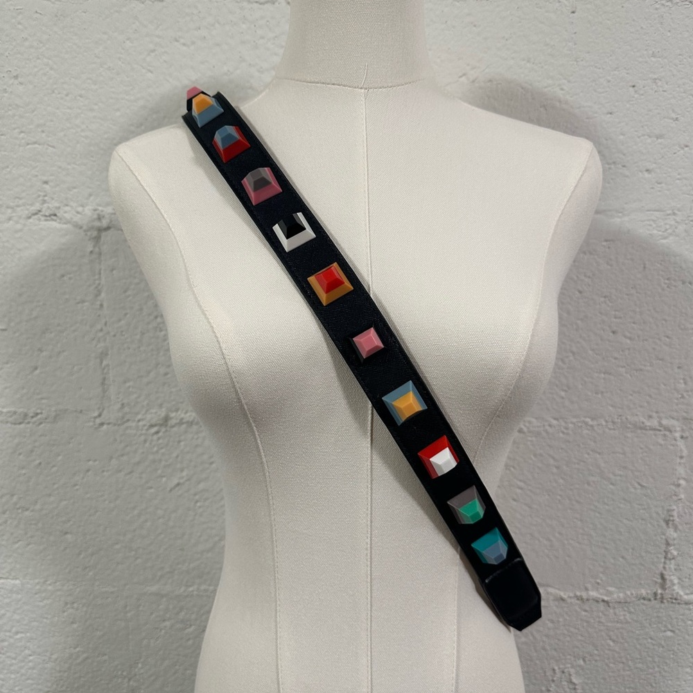 FENDI Style Women's Studded Multi Color Vegan Leather Shoulder Strap